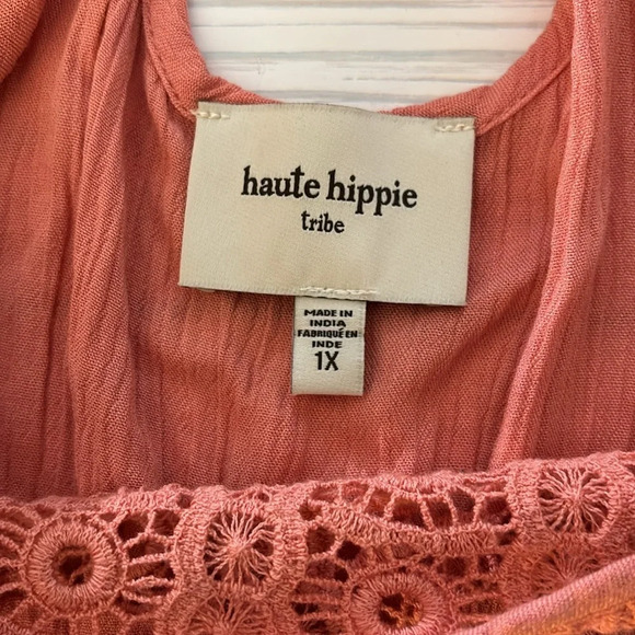 Haute Hippie Tribe 'Gemma' Woven Blouse with Embroidery Coral - Regular - Picture 4 of 4